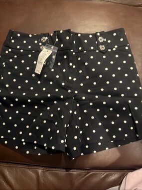 White House Black Market Black and White Polka Dot High-Waist Shorts